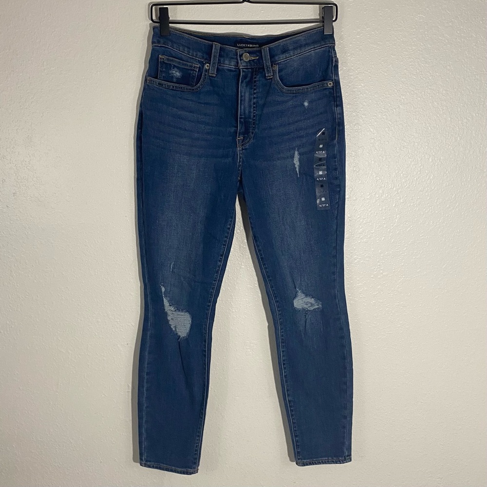 New Lucky Brand Bridgette High Rise Skinny Ankle Jeans Size 4/27 Distressed